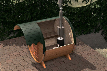 Sauna typu beczka 2,5 m z daszkiem